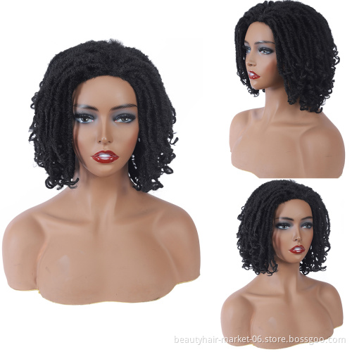 Wholesale short synthetic crochefaux locs wig dreads style african braided wigs hair dreadlocks wigs for woman